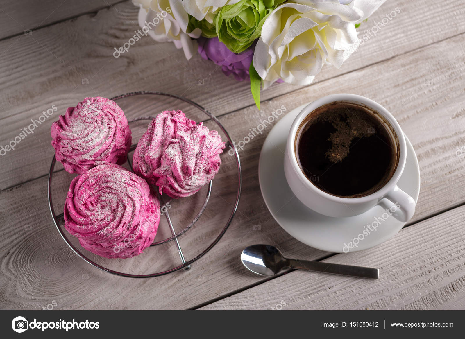 Black Coffee And Pink Zephyr Marshmallow Sweet Pink Marshmallow