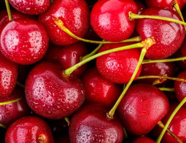 Kiraz arka plan. İzole kiraz. Kırpma yolu ile beyaz arka plan üzerinde izole kiraz meyve. Tatlı beyaz izole kiraz