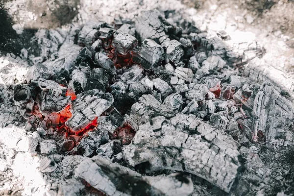 Du feu. Une flamme brillante. Une brise sur la nature. Les feux de forêt. Texture des charbons à fumer . — Photo