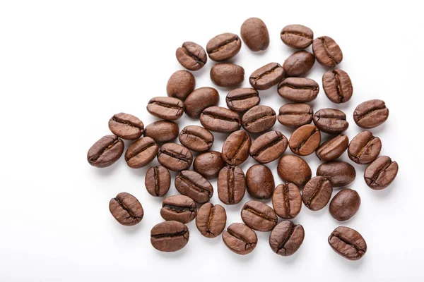 Roasted Coffee Beans Isolated White Background Roasted Coffee Beans Background — Stock Photo, Image