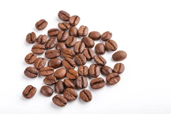 Roasted Coffee Beans Isolated White Background Roasted Coffee Beans Background — Stock Photo, Image