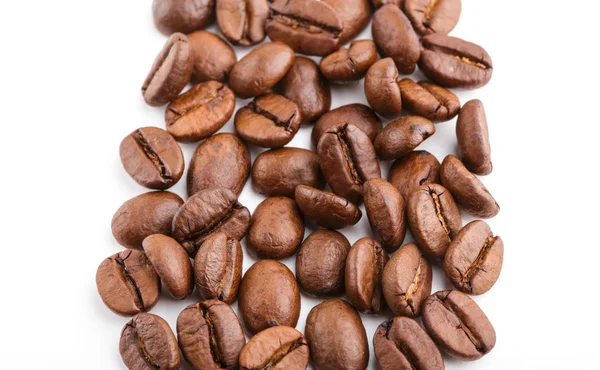 Roasted Coffee Beans Isolated White Background Roasted Coffee Beans Background — Stock Photo, Image