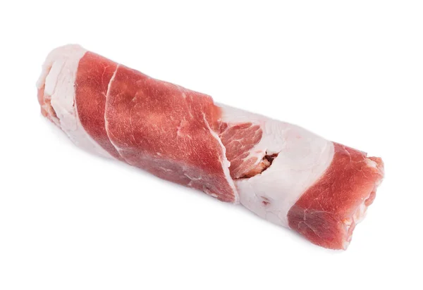 Carne Crua Porco Bacon Com Veias Carne Picada Prato Carne — Fotografia de Stock