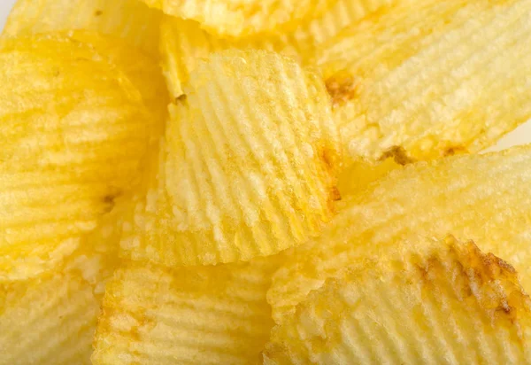 Τραγανά Πατατάκια Fast Food Πατάτες Ανθυγιεινά Λιπαρά Τρόφιμα Κυματοειδές Μάρκες — Φωτογραφία Αρχείου