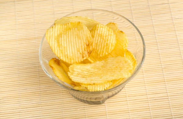 Crispy Potato Chips Fast Food Potatoes Fatty Unhealthy Foods Corrugated — Stock Photo, Image