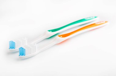 beyaz izole diş fırçası. Kişisel Hijyen. Sağlıklı bir ağız. Banyo Gereçleri. aksesuarlar