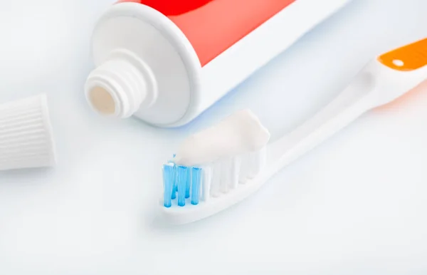 toothbrush And toothpaste isolated on white. Dental floss. Health and dental hygiene. Personal hygiene. A healthy mouth. Bathroom amenities. accessories.