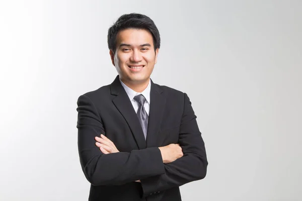 Joven asiático guapo hombre de negocios en negro traje —  Fotos de Stock