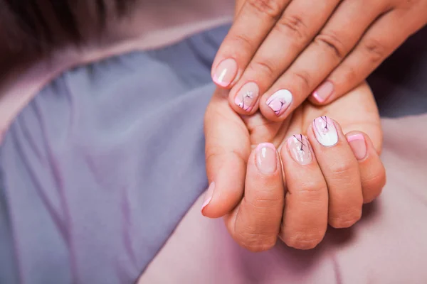 Beautiful female wrist with nail manicure closeup — Stock Photo, Image