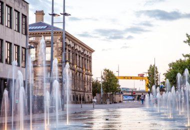 Belfast manzarası akşam, Belfast şehir, Kuzey İrlanda, 