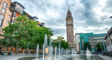 Belfast manzarası akşam, Belfast şehir, Kuzey İrlanda, 