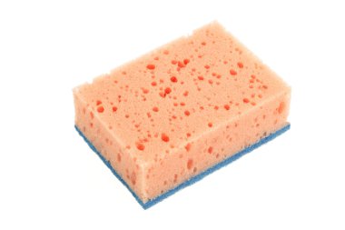 Beyaz arka plan üzerinde izole mutfak için turuncu sünger.