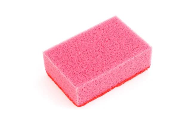 Розовая губка для кухни изолированы на белом фоне . — стоковое фото