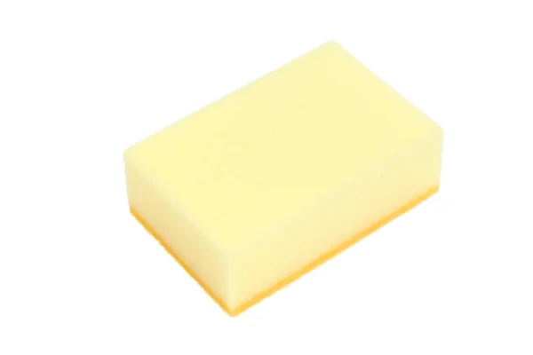 Yellow sponge for kitchen isolated on white background. — Stock Photo, Image