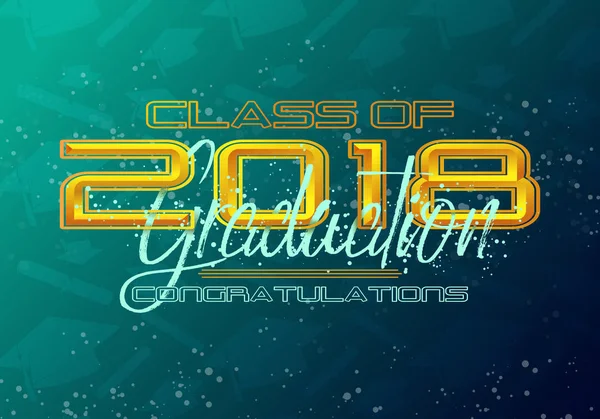 Αποφοίτηση ετικέτα. Vector κείμενο για αποφοίτηση σχεδιασμού, συγχαρητήρια εκδήλωση, πάρτυ, γυμνάσιο ή απόφοιτος κολεγίου. Γράμματα κλάσης 2018 για χαιρετισμό, προσκλητήριο — Διανυσματικό Αρχείο