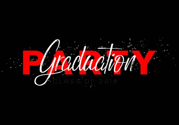 Etiqueta de graduación. Texto vectorial para diseño de graduación, evento de felicitación, fiesta, bachillerato o graduado universitario. Clase de letras de 2018 para el saludo, tarjeta de invitación — Vector de stock