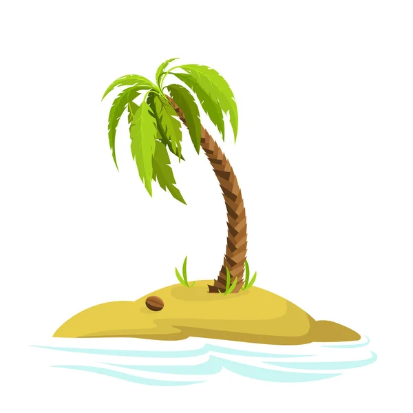 Illustration av en Palm på en ö. Dekorativ palm tree isolerad på vit bakgrund. Vektor. Ikonen. — Stock vektor