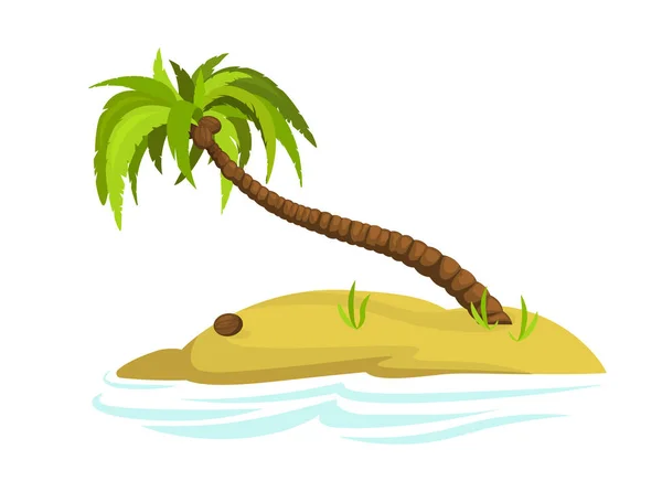 Illustration av en Palm på en ö. Dekorativ palm tree isolerad på vit bakgrund. Vektor. Ikonen. — Stock vektor