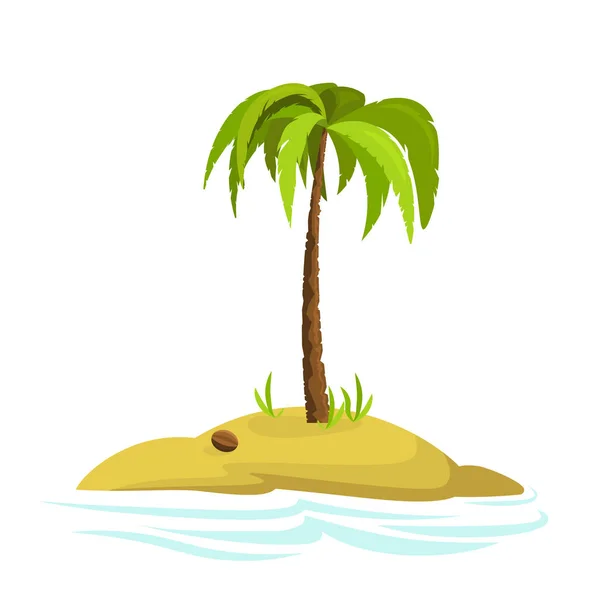 Illustration av en Palm på en ö. Dekorativ palm tree isolerad på vit bakgrund. Vektor. Ikonen. — Stock vektor