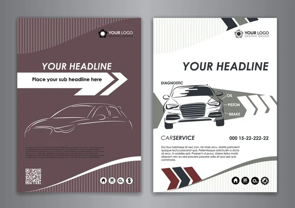 A5, A4 set service car business card templates. Auto repair Leaflet Brochure Flyer templates. Vector illustration. — Stockový vektor