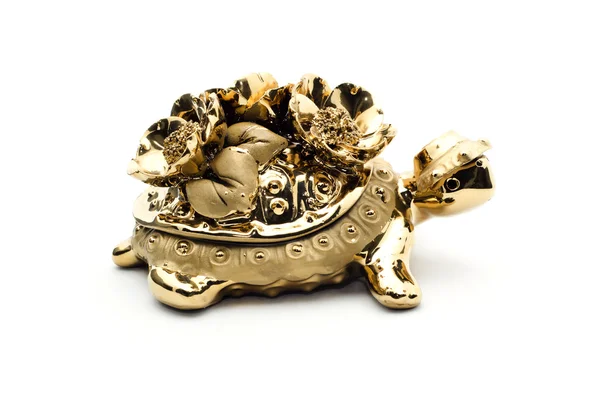Tartaruga d'oro porcellana, isolata su sfondo bianco. Il Symbo — Foto Stock