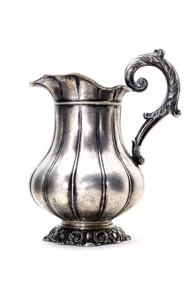 Antique silver jug isolated on a white background. — Stock Photo, Image