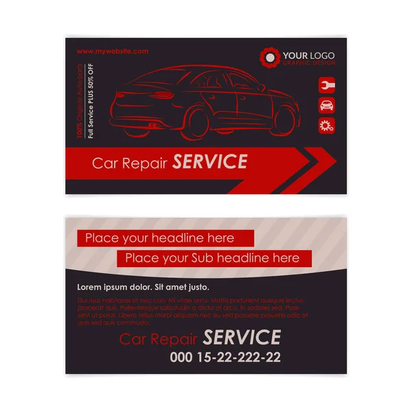 Otomatik onarım kartvizit şablonu. Kendi kartvizitlerinizi oluşturun. Mockup vektör çizim.