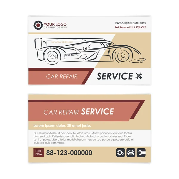 Vintage Auto reparation visitkortsmall. Skapa dina egna visitkort. Mockup vektorillustration. — Stock vektor