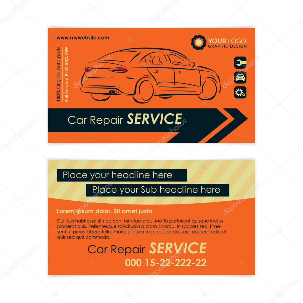 Auto repair business card template. Create your own business cards. Mockup Vector illustration.