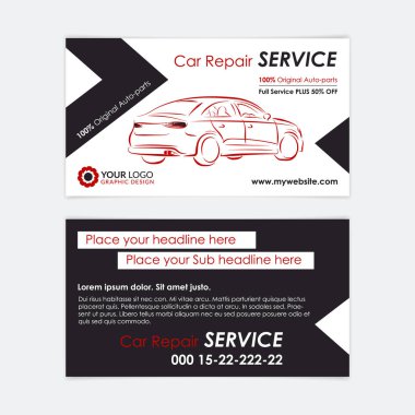Otomatik onarım kartvizit şablonu. Kendi kartvizitlerinizi oluşturun. Mockup vektör çizim.