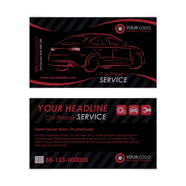 Modello di biglietto da visita di riparazione auto. Crea i tuoi biglietti da visita. Illustrazione vettoriale di Mockup . — Vettoriale Stock