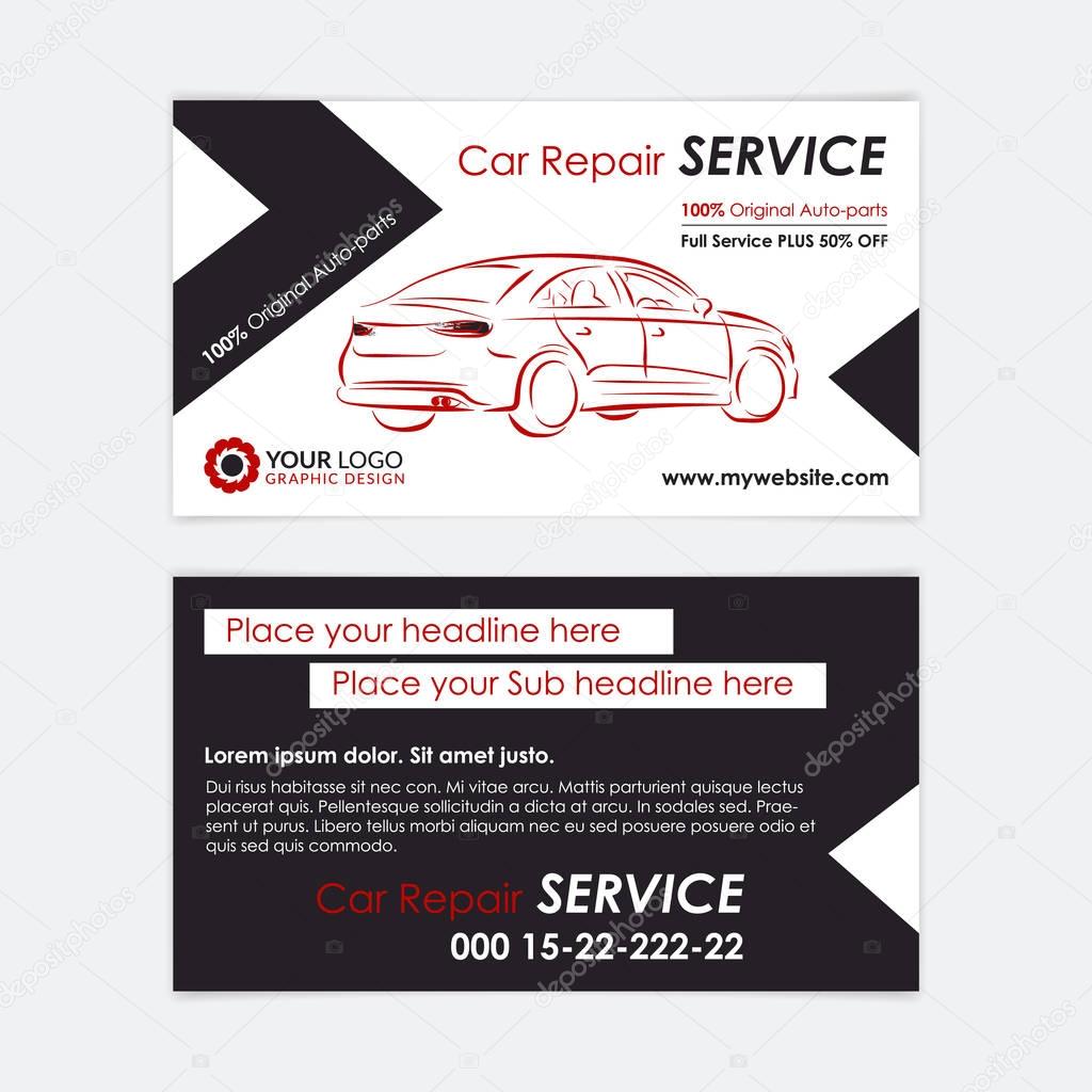 Auto repair business card template. Create your own business cards. Mockup Vector illustration.