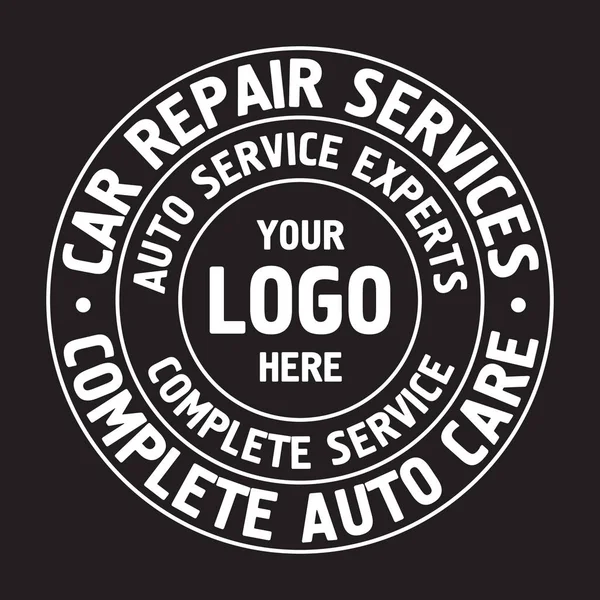 Modèle de badge de services de réparation automatique. Étiquette de service de voiture, illustration vectorielle emblème . — Image vectorielle