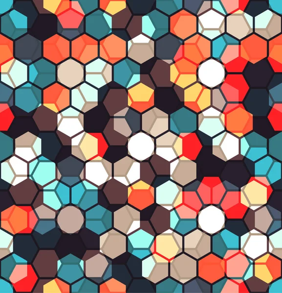 Modern Seamless pattern of Hexagons multicolor abstract geometric background. Vector illustration. — Stock Vector
