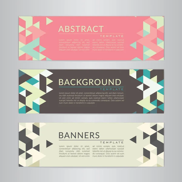 Establecer la colección de banners con fondos abstractos de mosaico poligonal de color suave. Patrones geométricos triangulares, ilustración vectorial. Plantillas de diseño para sus proyectos . — Vector de stock