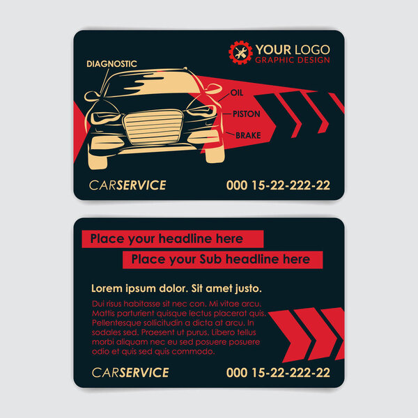 Auto repair business card template. Create your own business cards. Mockup Vector illustration.