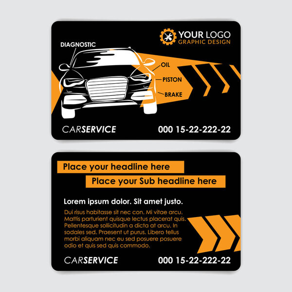 Auto repair business card template. Create your own business cards. Mockup Vector illustration.