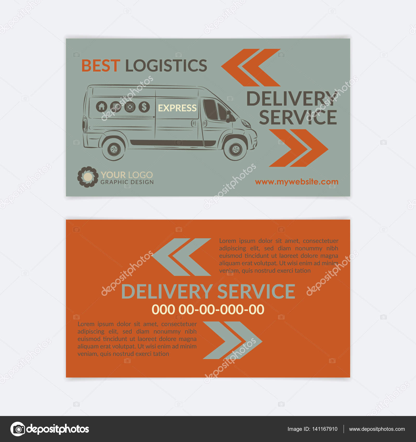 2 Sided Business Card Delivery service. van, industry calling Vector Stock Vector Image by ©Luckykot #141167910
