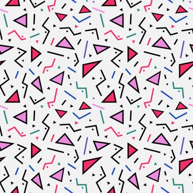 Trendy Memphis tarzı seamless modeli. Soyut geometrik vektör çizim.