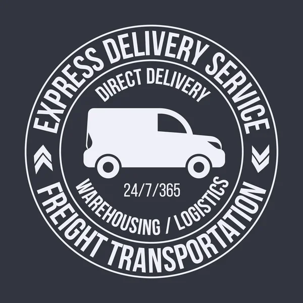 Badge sjabloon voor snelle levering van. Vracht transport label, embleem vectorillustratie. — Stockvector