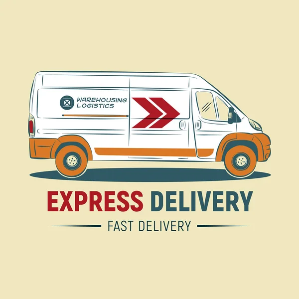Modèle de logo de service de livraison. Logo de la société de livraison. Voiture rapide. Illustration vectorielle . — Image vectorielle