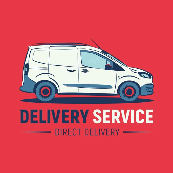 Sjabloon met logo voor levering service. Levering bedrijfslogo. Snelle auto. Vectorillustratie. — Stockvector