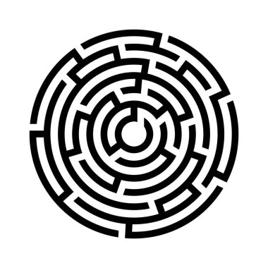Daire labirent simgesi. Vektör çizim.