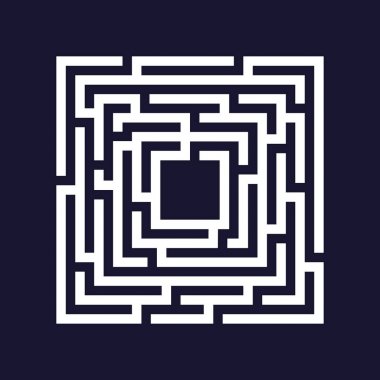 Kare Labirent, Labirent simgesi. İş kavramı. Vektör çizim.