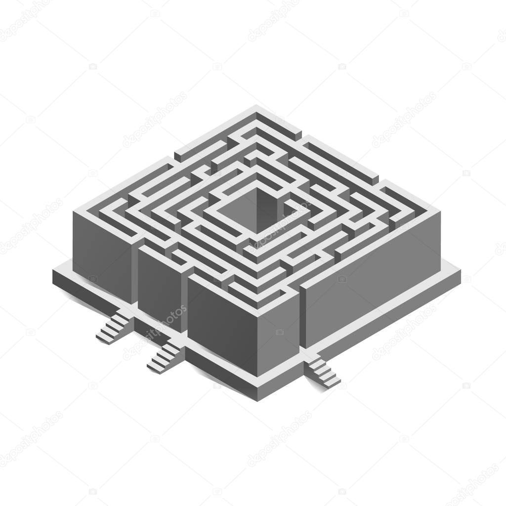  Isometric maze, labyrinth for business concept, infographic template. Vector illustration.
