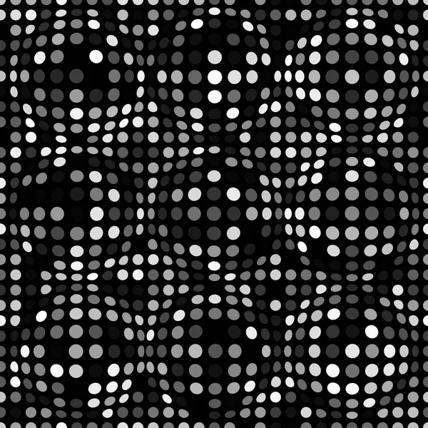 Чорно-білий абстрактний пунктирний безшовний візерунок. Текстура зі сферами, білої точки для вашого дизайну . — стоковий вектор