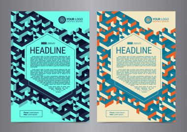 Çok amaçlı el ilanı düzen izometrik ile arka plan küpler. İş tasarım düzeni şablonu, Modern arka planlar. Vektör çizim.