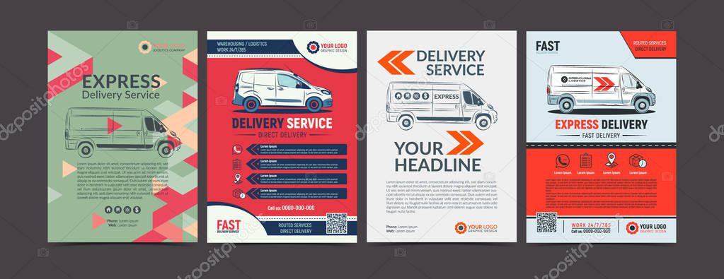 Set of Express delivery service brochure flyer design layout tem