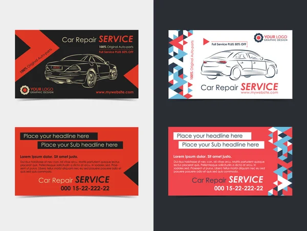 Set of Automotive Service business cards layout templates. Create your own business cards. Mockup Vector illustration. — Stock Vector