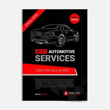 AUTOMOTIVE SERVICES layout template, cars for sale & rent brochu clipart